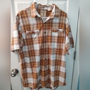Men's Orange/White Plaid Short Sleeve Shirt by RedHead Size LT